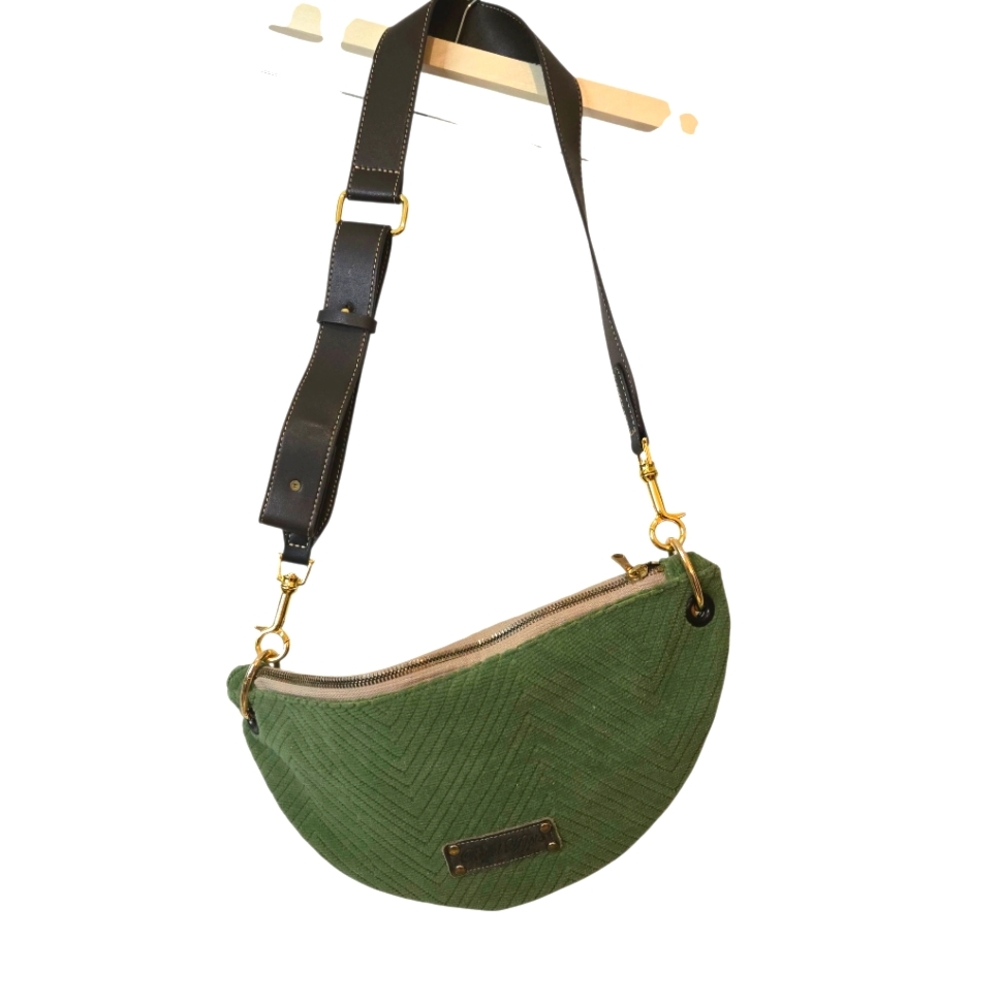 Green Crossbody Bag by Royal Hippie Corduroy Boho Crossbody Gold Hardware